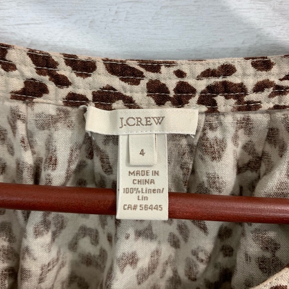 J Crew 100% Linen Leopard Print Blouse - Picture 4 of 7